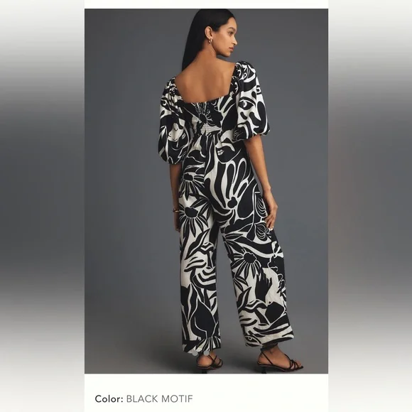 Farm Rio x Anthropologie Puff-Sleeve
Printed Linen Jumpsuit - Picture 3 of 15